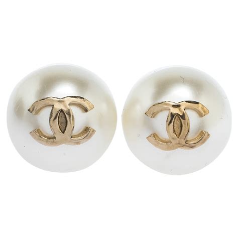 chanel pearl stud earring|pre owned Chanel earrings.